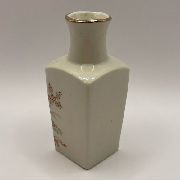 Vintage 1970’s Ceramic Reed Pot Japanes Floral Mini Vase Oriental Gold Trim - Picture 4 of 10